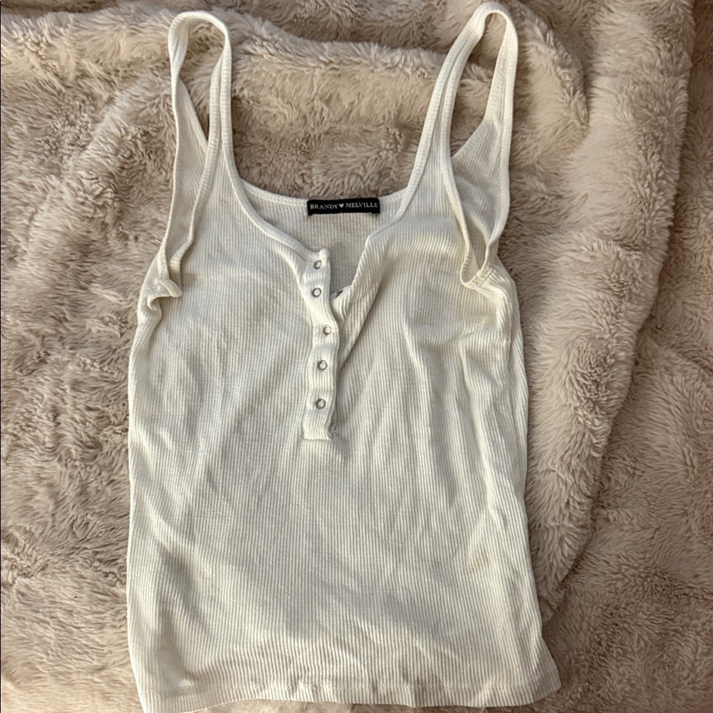 Brandy Melville White Fitted Sleeveless Tank Top